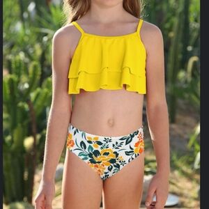 Vibrant Yellow Ruffle Bikini Set for Kids